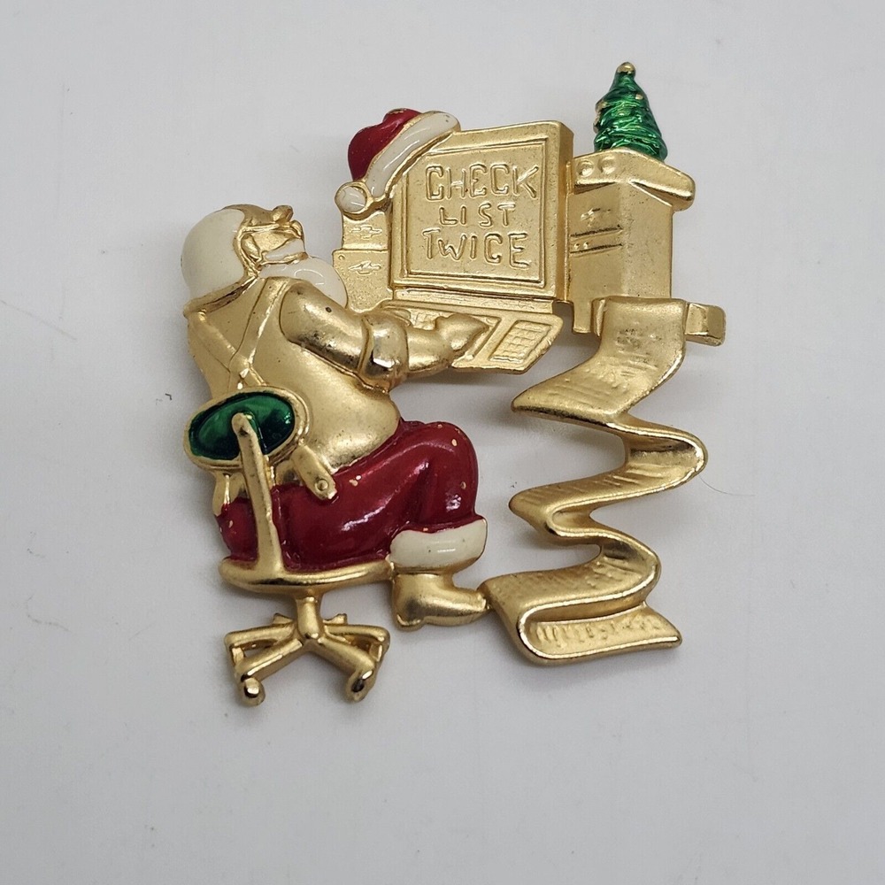 Vintage Danecraft Santa‎ Christmas Pin Brooch